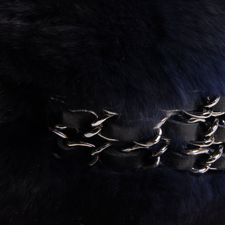 CHANEL Rabbit Fur Triple Chain Shoulder Bag
