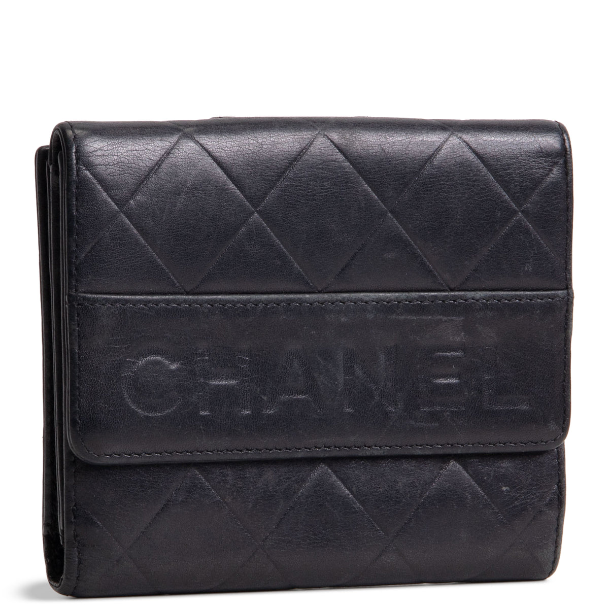 CHANEL Matelasse Embossed Lax Compact Flap Wallet OUTLET FINAL SALE