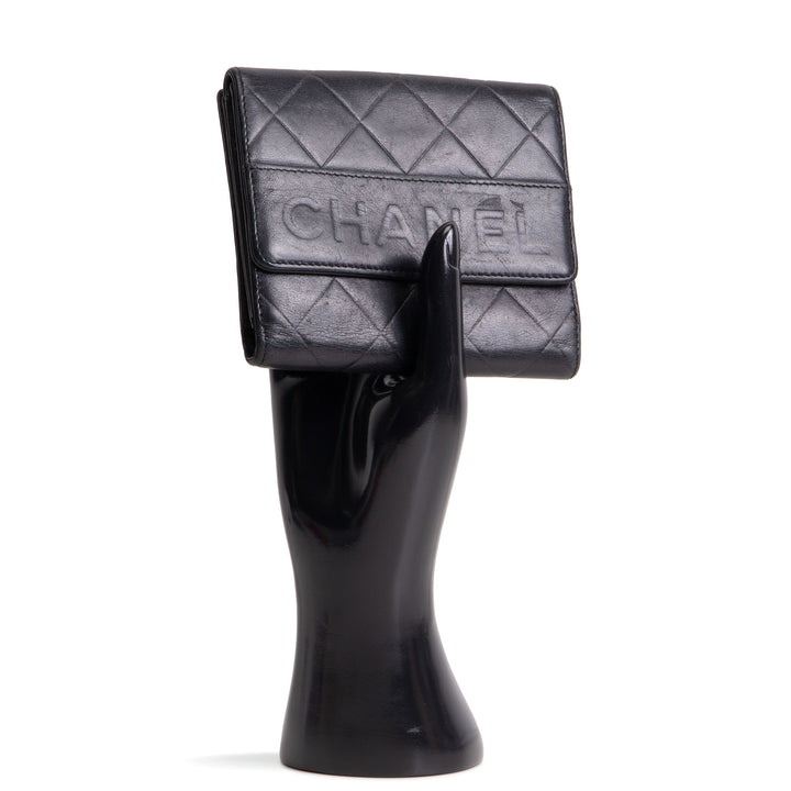 CHANEL Matelasse Embossed Lax Compact Flap Wallet OUTLET FINAL SALE