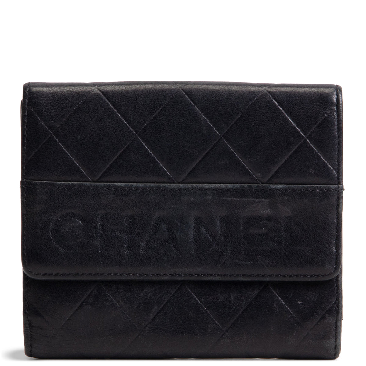 CHANEL Matelasse Embossed Lax Compact Flap Wallet OUTLET FINAL SALE