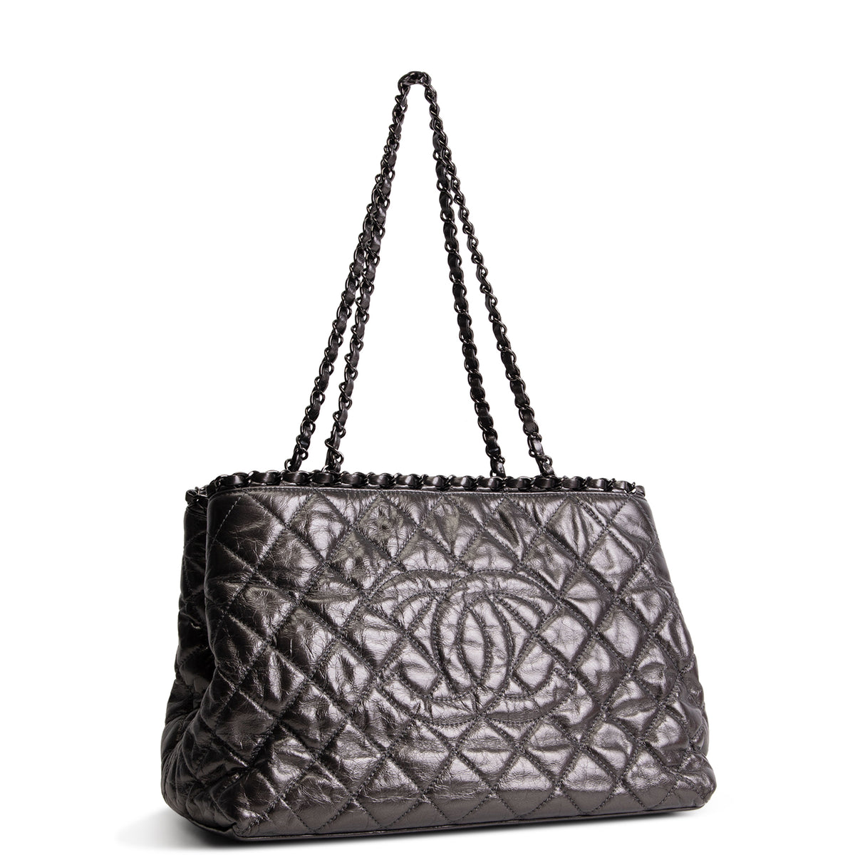 CHANEL Chain Me Tote - Dark Grey Quilted