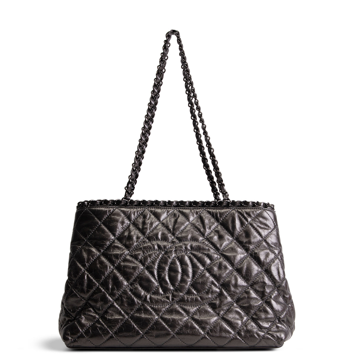CHANEL Chain Me Tote - Dark Grey Quilted