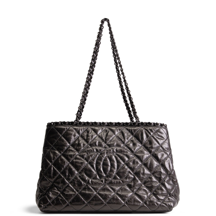CHANEL Chain Me Tote - Dark Grey Quilted