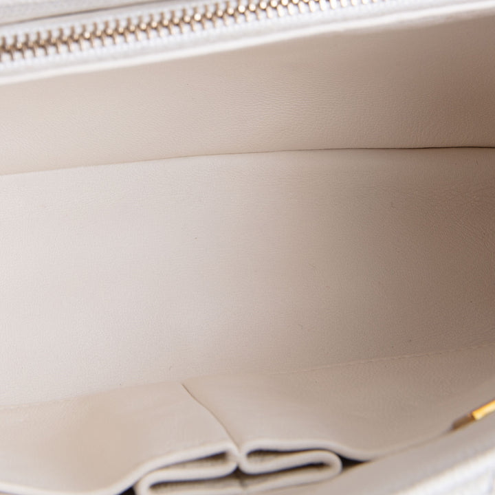 CHANEL Coco Top Handle Flap Quilted Caviar - White