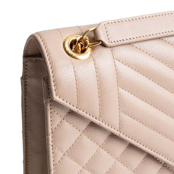 SAINT LAURENT Large Triquilt Envelope - Beige