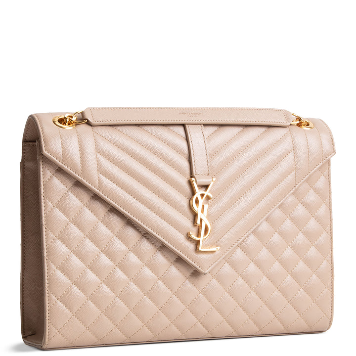 SAINT LAURENT Large Triquilt Envelope - Beige