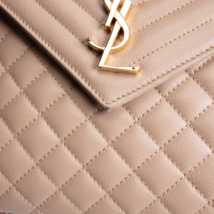 SAINT LAURENT Large Triquilt Envelope - Beige