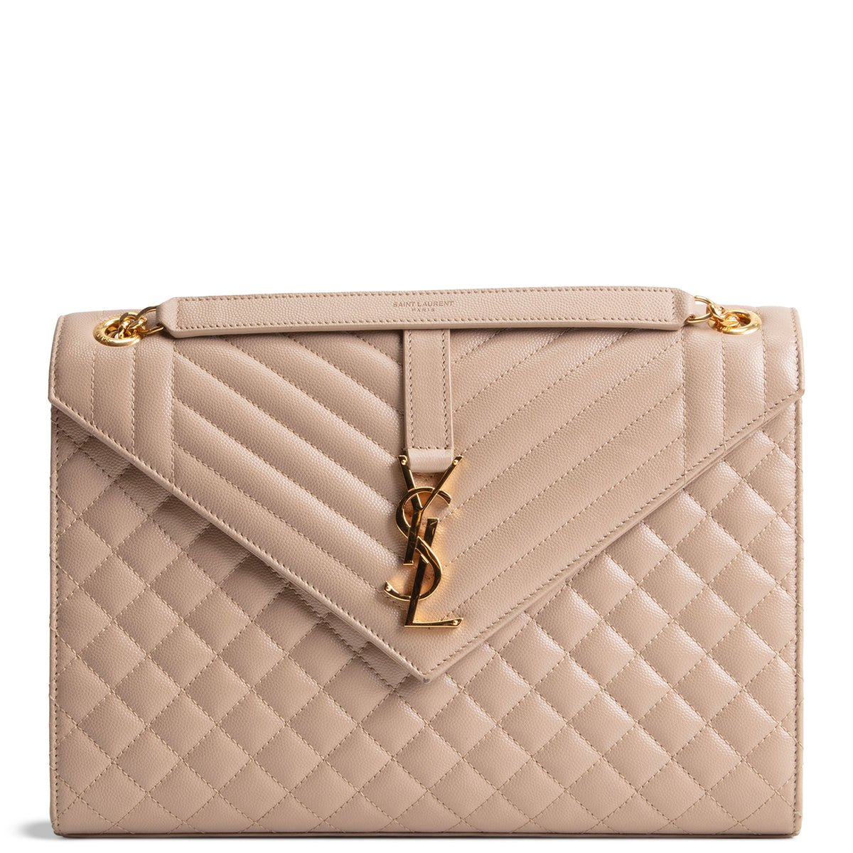 SAINT LAURENT Large Triquilt Envelope - Beige