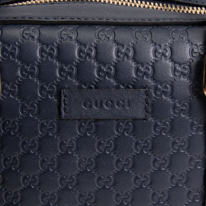 GUCCI Microguccicsima Bowler Satchel - Navy Blue