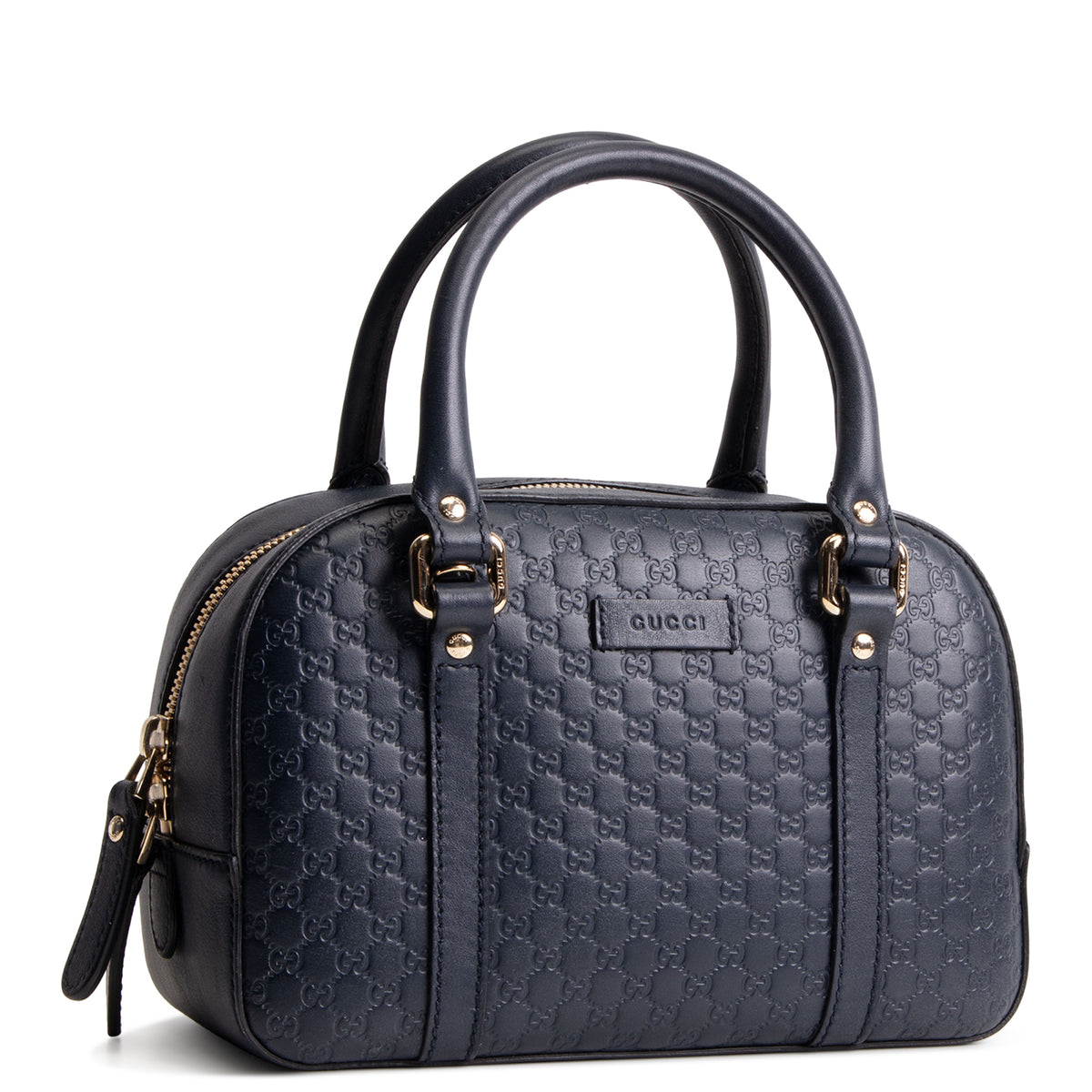 GUCCI Microguccicsima Bowler Satchel - Navy Blue