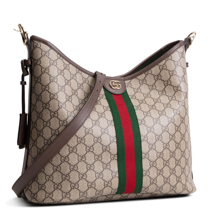 GUCCI GG Supreme Ophidia Large Shoulder Bag w/ Pouch