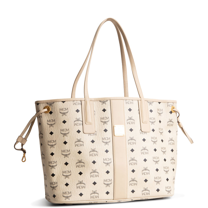 MCM Visetos Liz Tote w/ Pouch - Cream