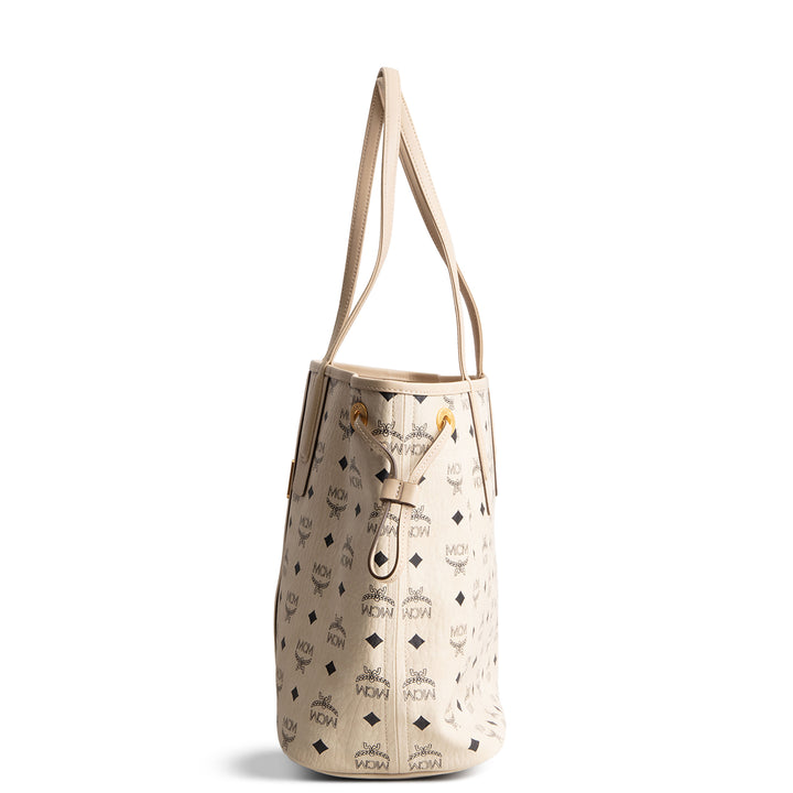 MCM Visetos Liz Tote w/ Pouch - Cream