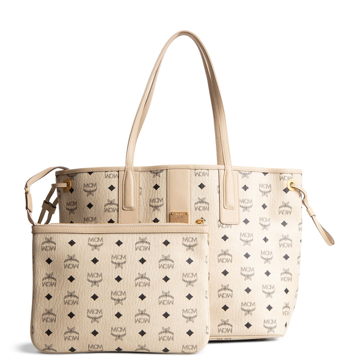 MCM Visetos Liz Tote w/ Pouch - Cream