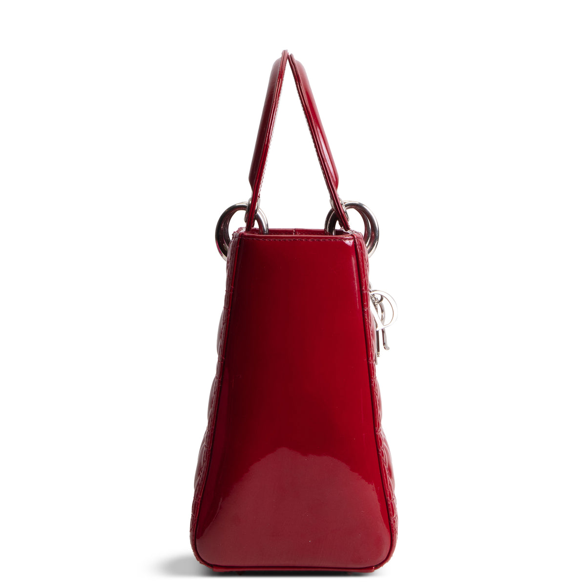 DIOR Lady Dior Medium Patent Quilted Cannage - Red