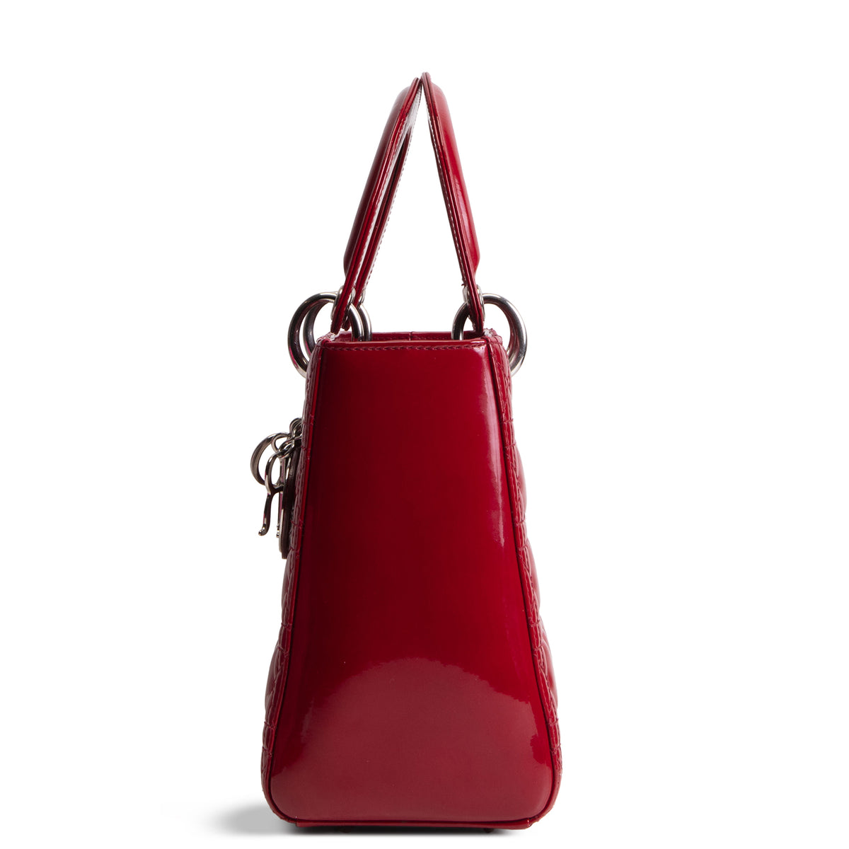 DIOR Lady Dior Medium Patent Quilted Cannage - Red