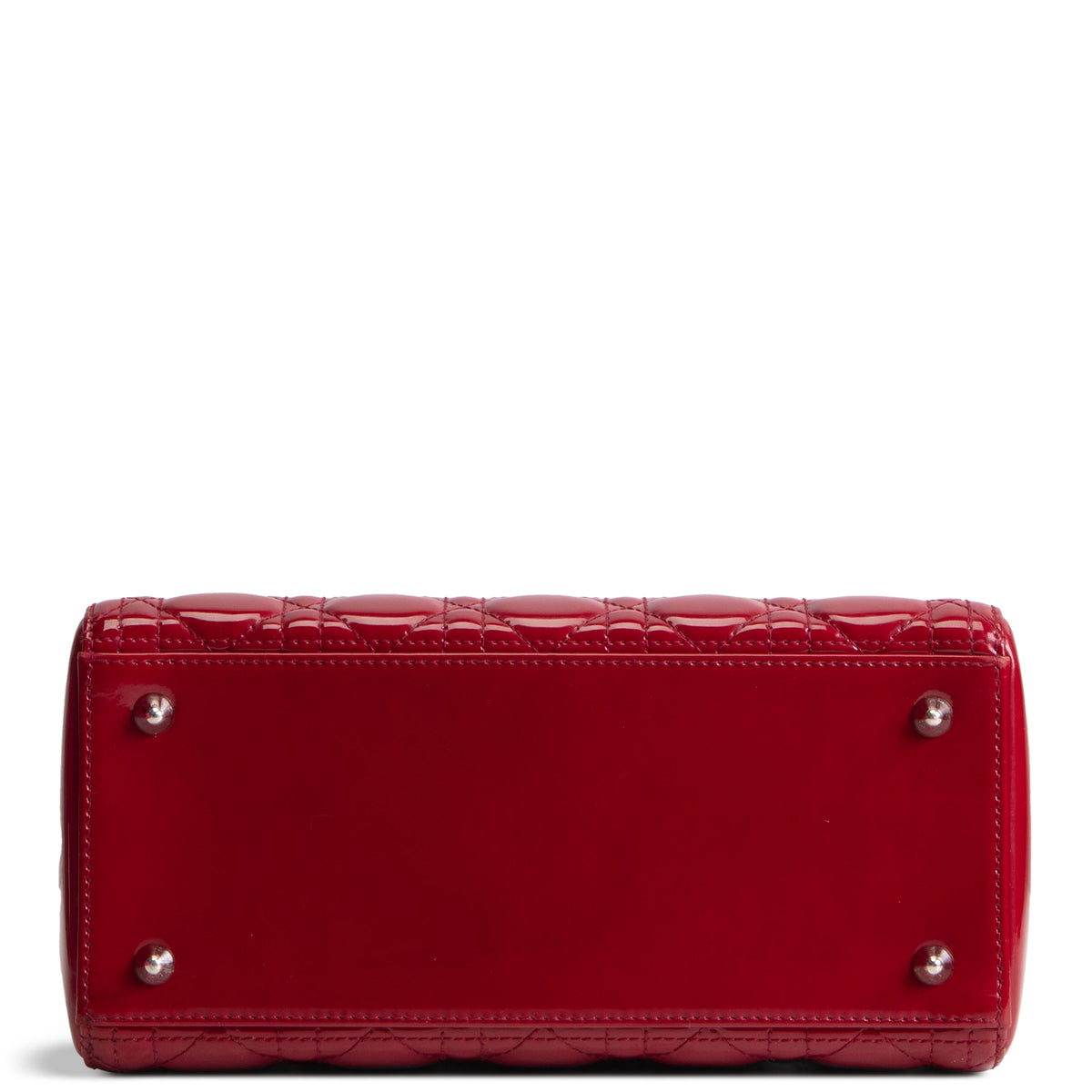 DIOR Lady Dior Medium Patent Quilted Cannage - Red