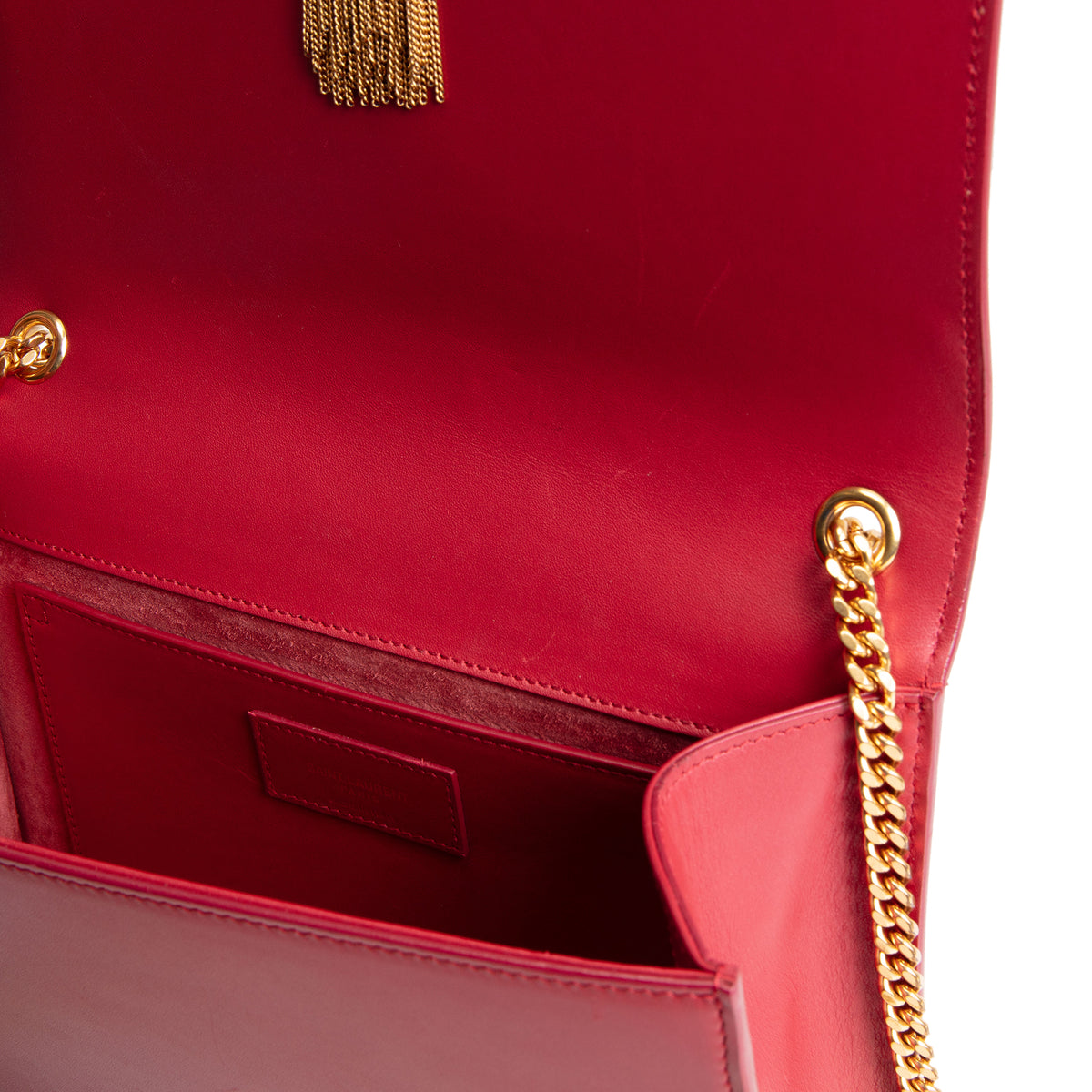 SAINT LAURENT Red Leather Kate Tassel Bag