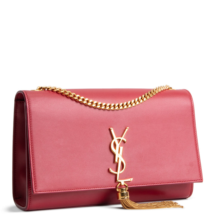 SAINT LAURENT Red Leather Kate Tassel Bag