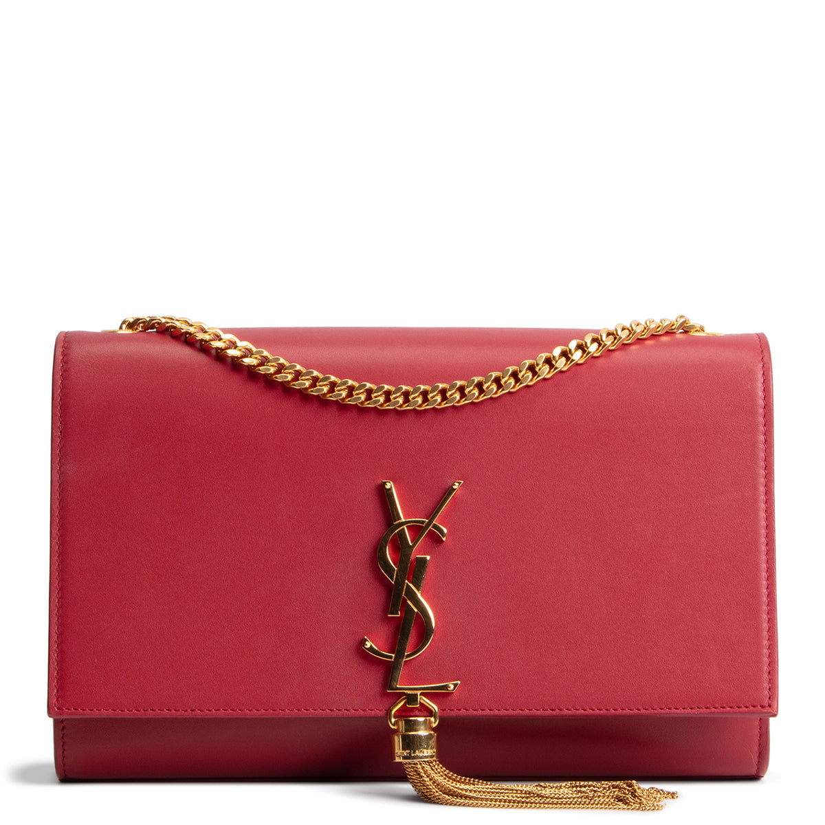 SAINT LAURENT Red Leather Kate Tassel Bag