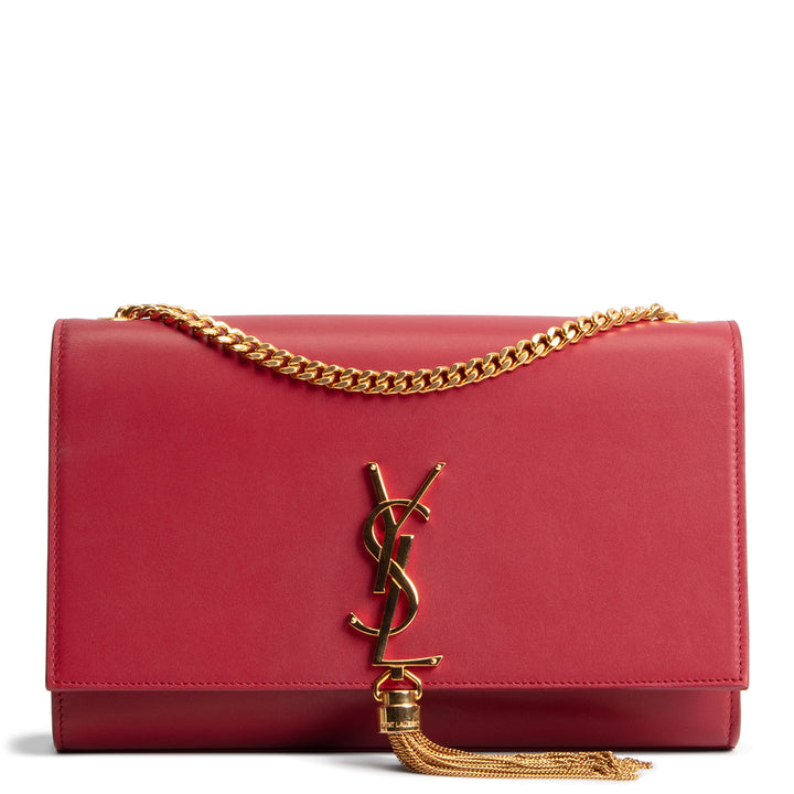 SAINT LAURENT Red Leather Kate Tassel Bag