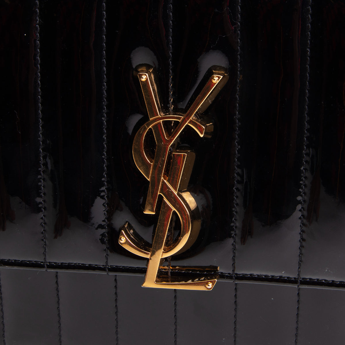 SAINT LAURENT Vicky Quilted Medium Patent Shoulder Bag - Black