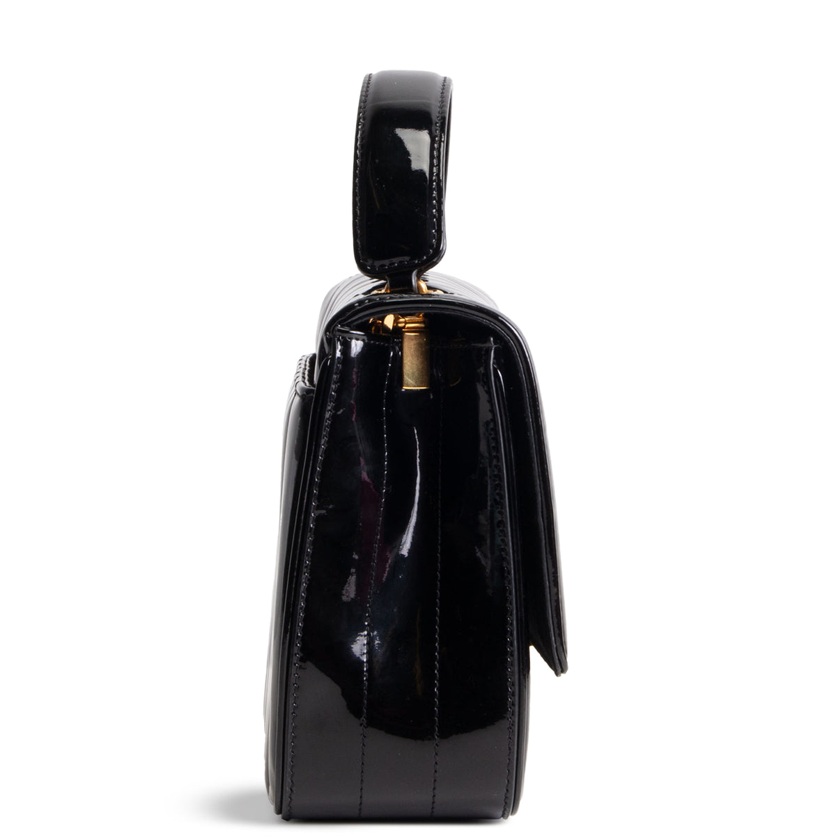SAINT LAURENT Vicky Quilted Medium Patent Shoulder Bag - Black