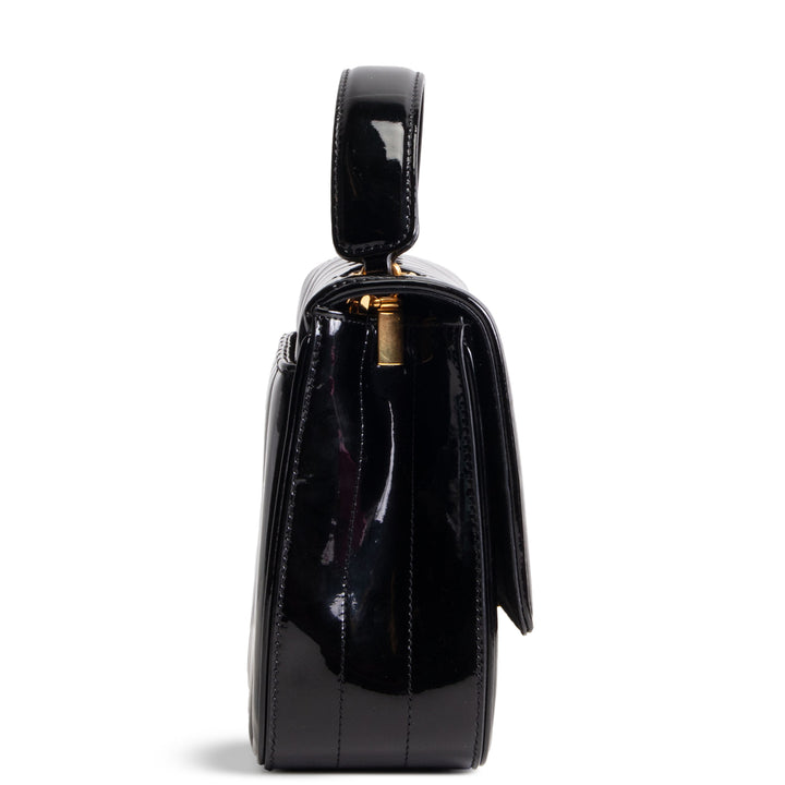 SAINT LAURENT Vicky Quilted Medium Patent Shoulder Bag - Black