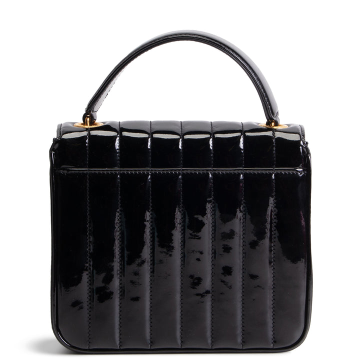 SAINT LAURENT Vicky Quilted Medium Patent Shoulder Bag - Black