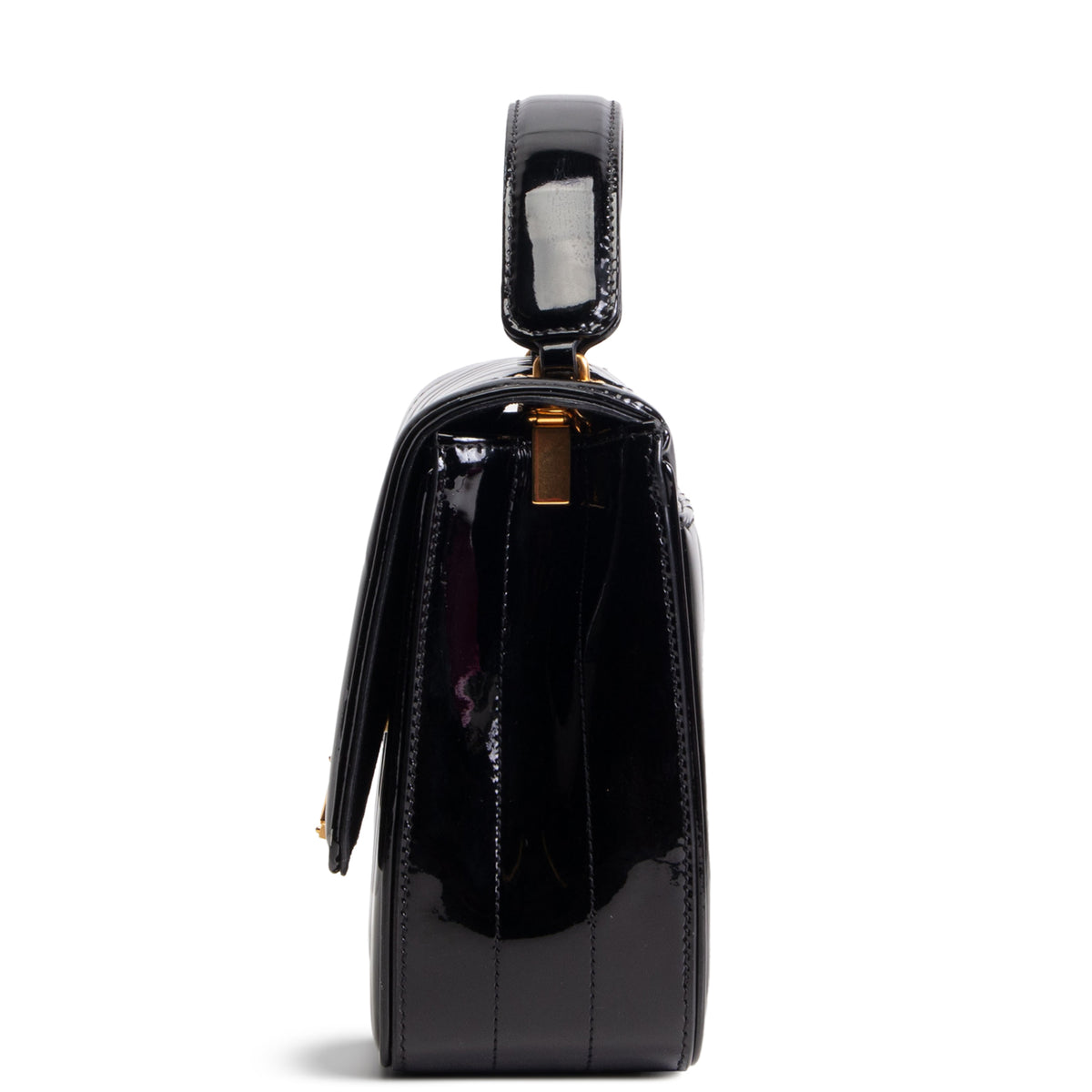 SAINT LAURENT Vicky Quilted Medium Patent Shoulder Bag - Black