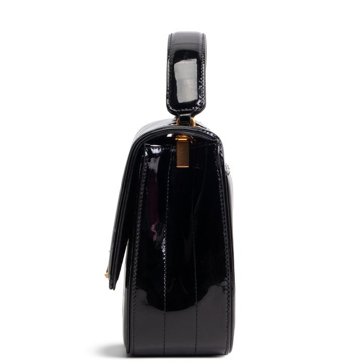 SAINT LAURENT Vicky Quilted Medium Patent Shoulder Bag - Black