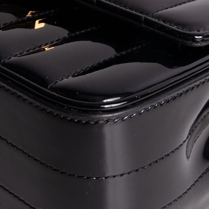 SAINT LAURENT Vicky Quilted Medium Patent Shoulder Bag - Black
