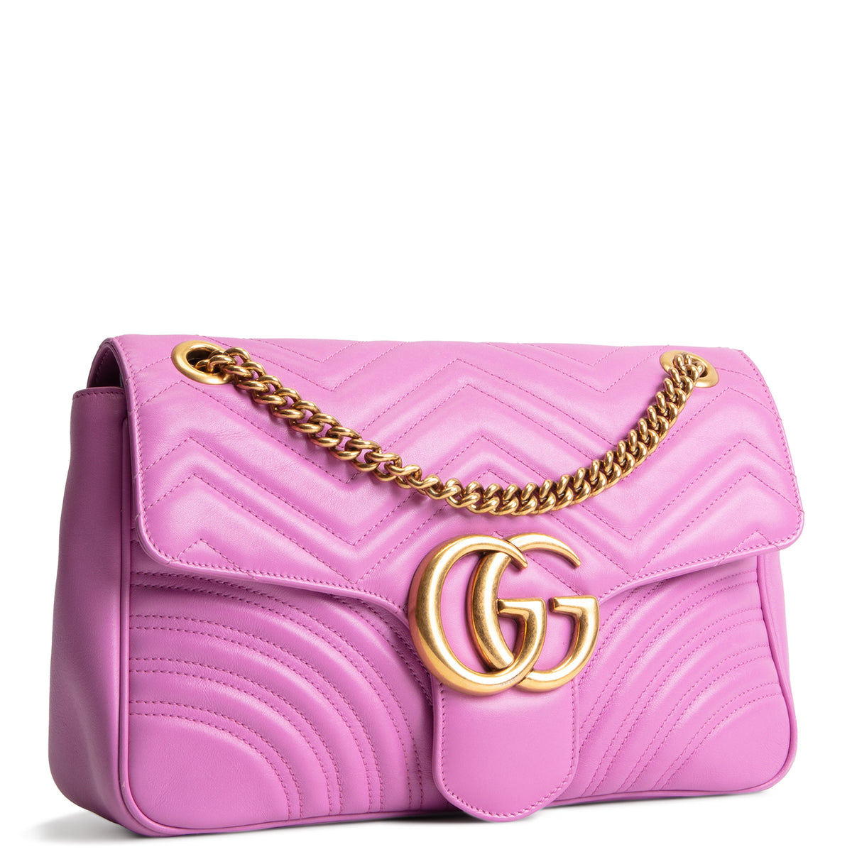 GUCCI Matelasse Medium Marmont GG Shoulder Bag - Pink Candy Mousse