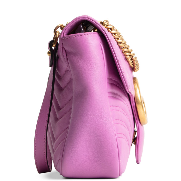 GUCCI Matelasse Medium Marmont GG Shoulder Bag - Pink Candy Mousse