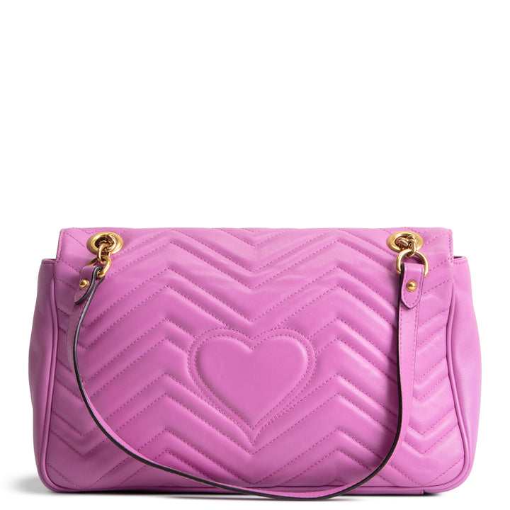 GUCCI Matelasse Medium Marmont GG Shoulder Bag - Pink Candy Mousse