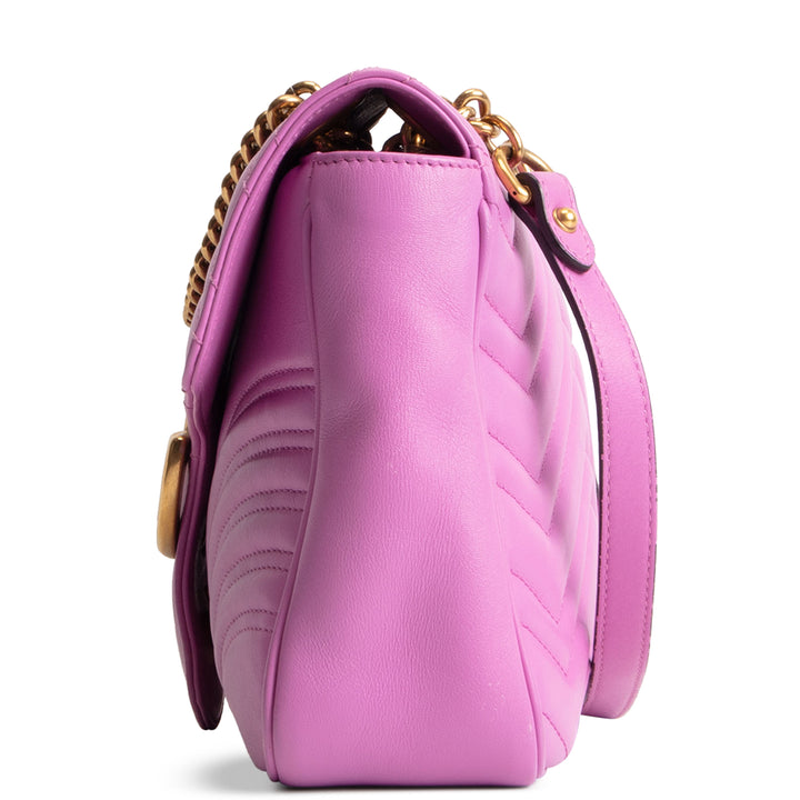 GUCCI Matelasse Medium Marmont GG Shoulder Bag - Pink Candy Mousse