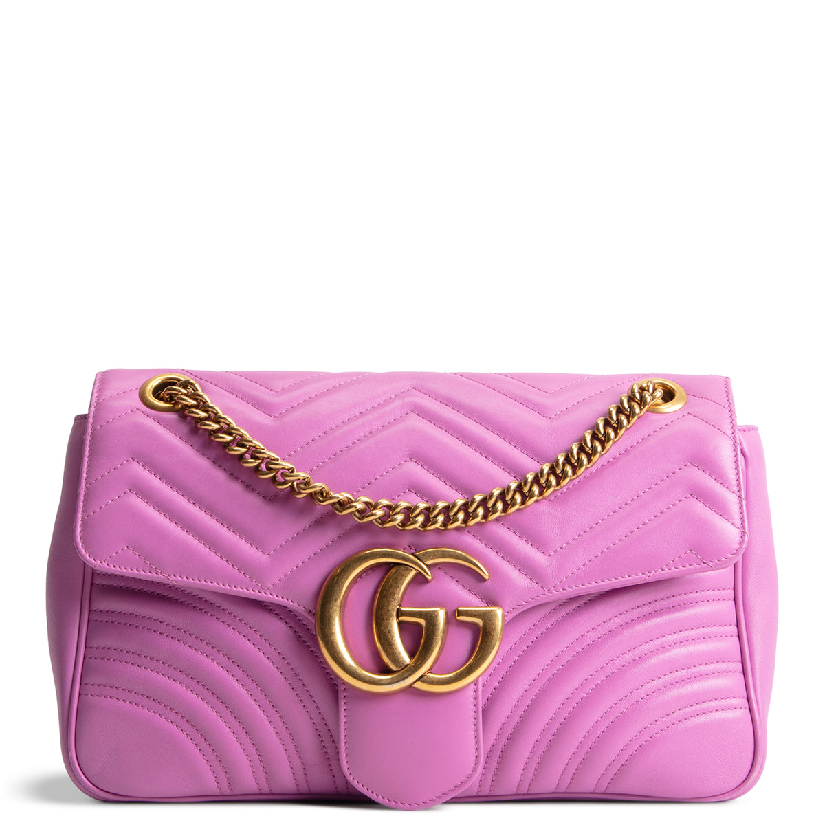 GUCCI Matelasse Medium Marmont GG Shoulder Bag - Pink Candy Mousse