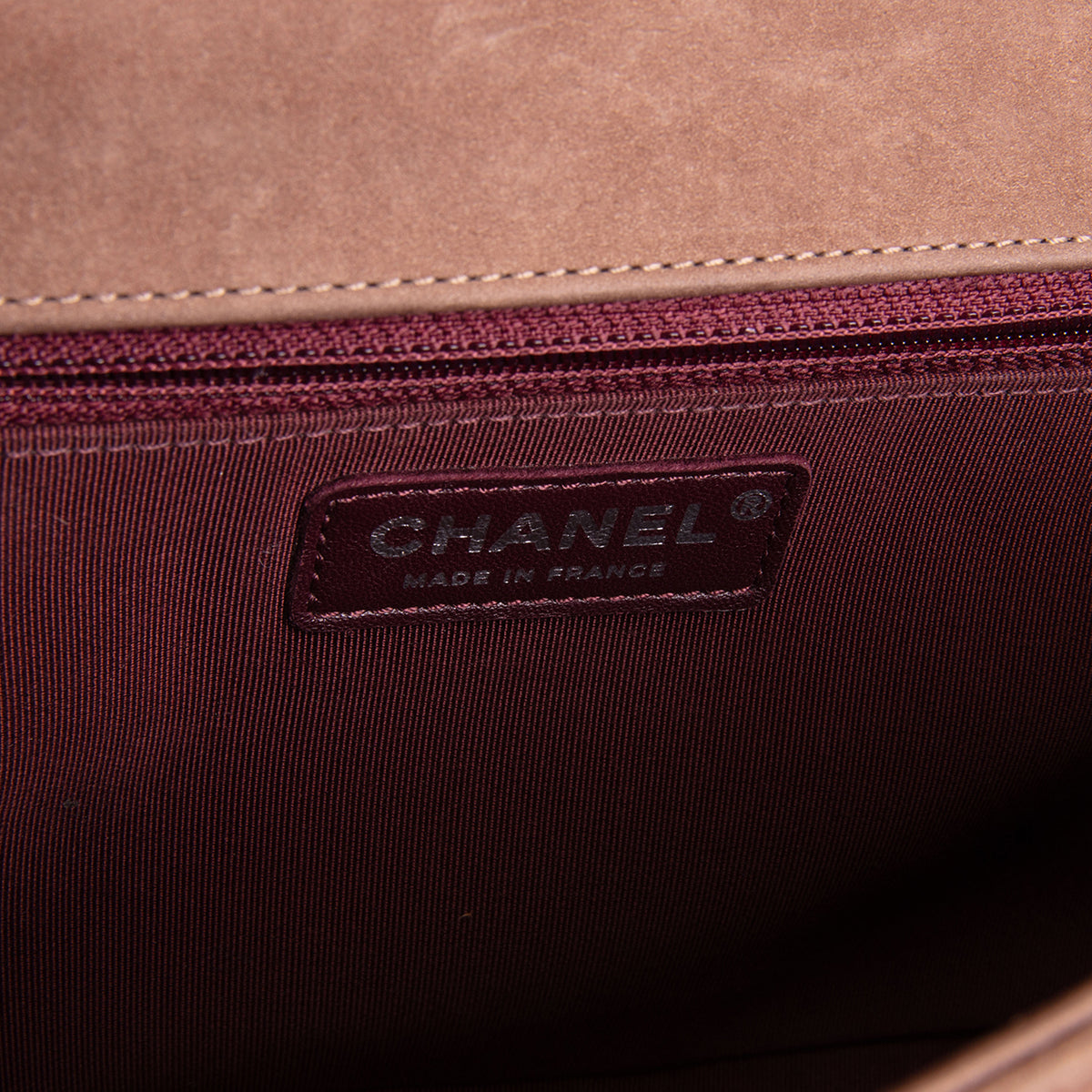 CHANEL Nubuck Chevron Quilted Boy Bag