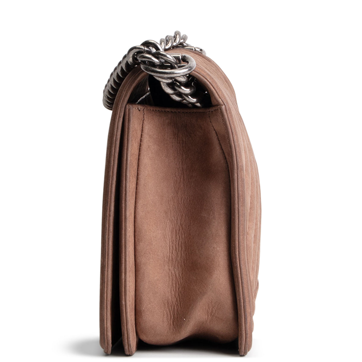 CHANEL Nubuck Chevron Quilted Boy Bag
