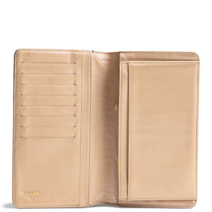CHANEL Camellia Embossed Continental Bifold Wallet - Teal