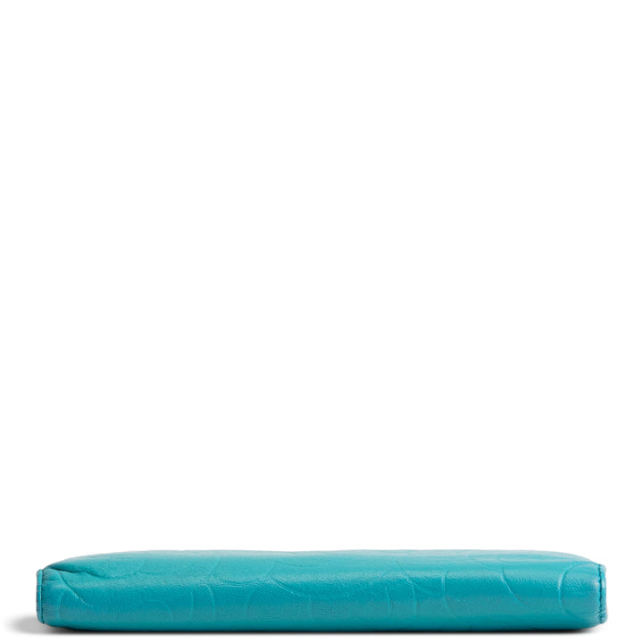 CHANEL Camellia Embossed Continental Bifold Wallet - Teal
