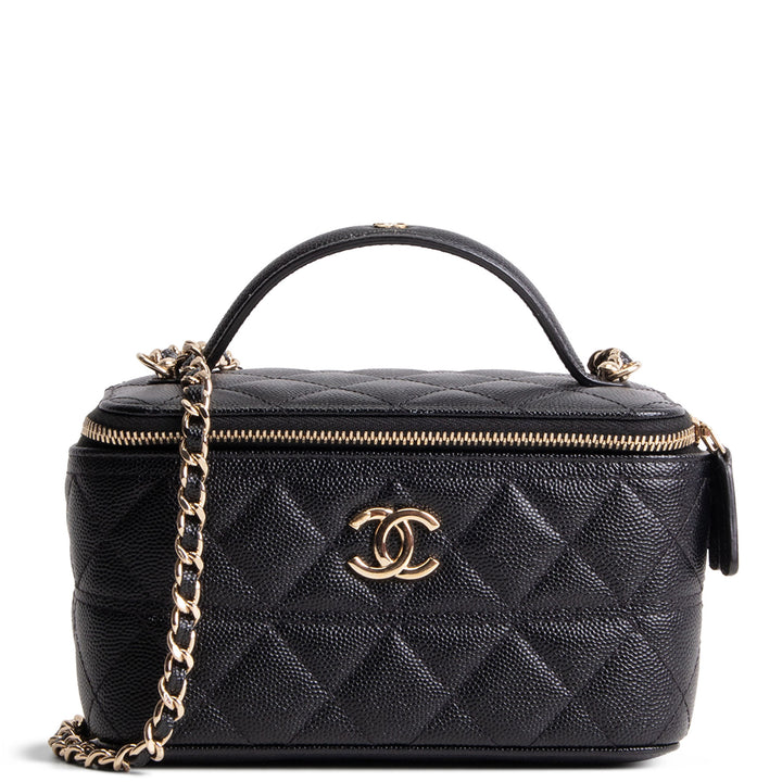 CHANEL Caviar Quilted Trendy Handle Mini Vanity - Black