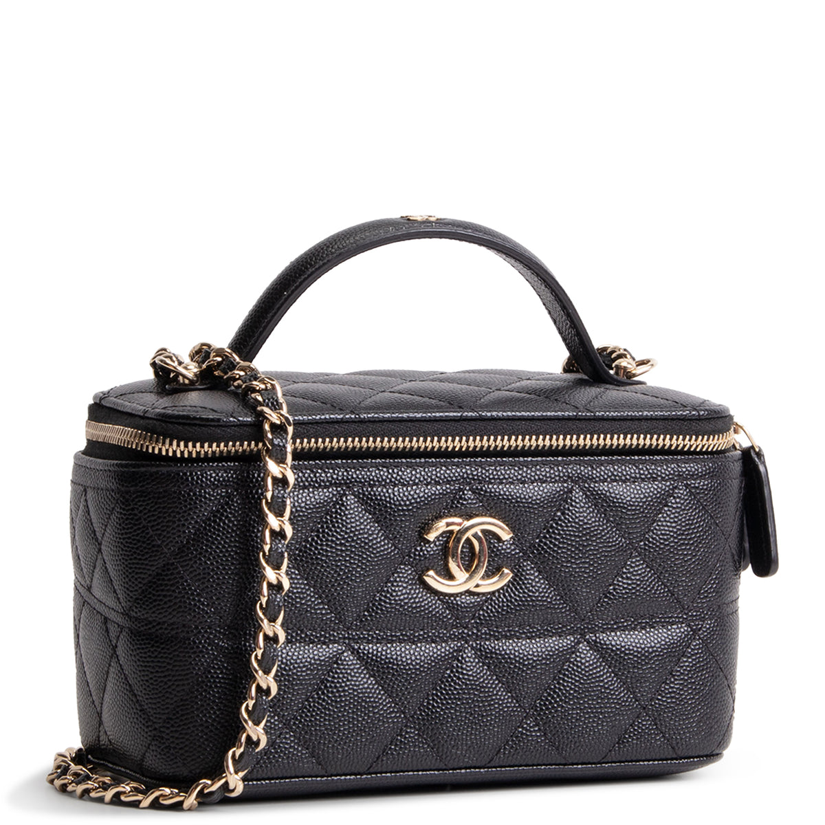 CHANEL Caviar Quilted Trendy Handle Mini Vanity - Black