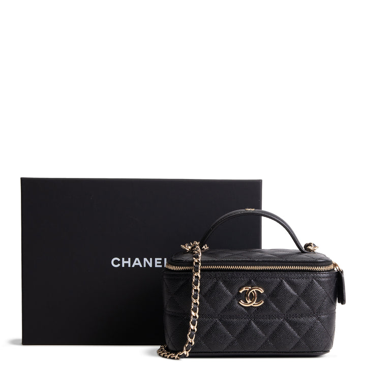 CHANEL Caviar Quilted Trendy Handle Mini Vanity - Black