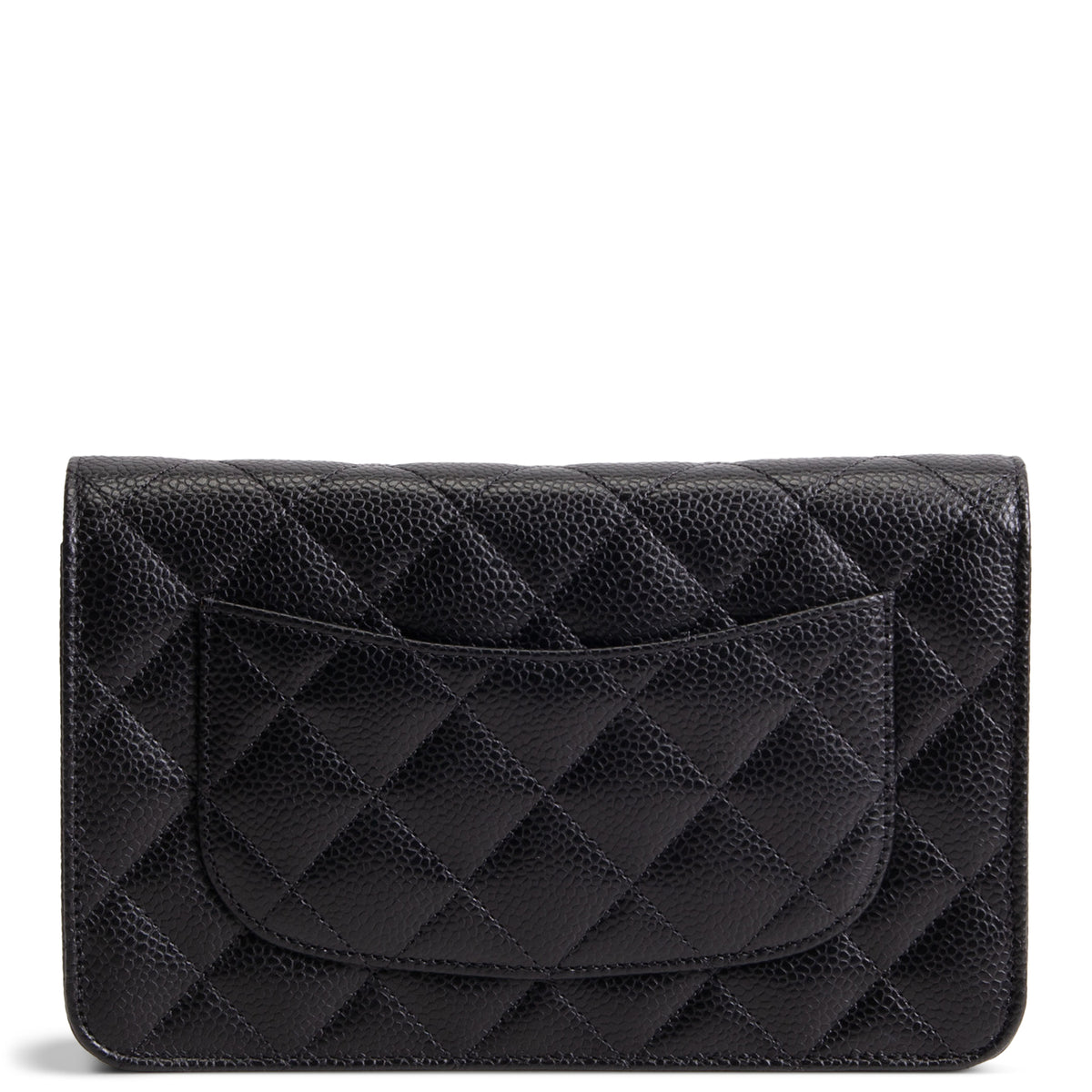 Chanel Quilted Classic Caviar Turnlock Wallet on Chain - Black