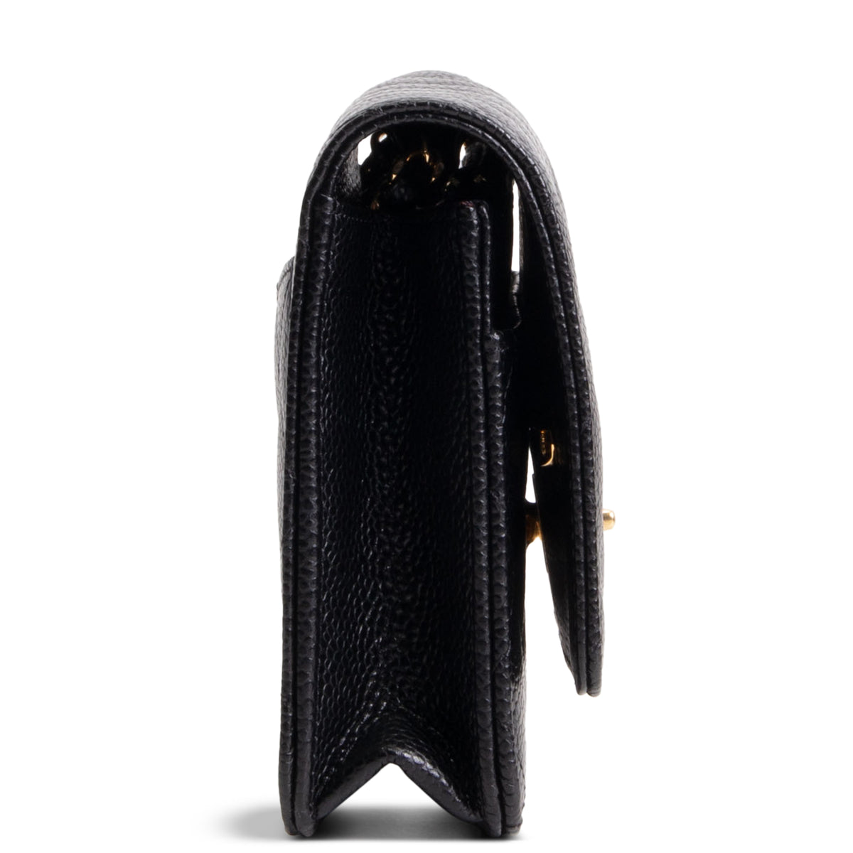 Chanel Quilted Classic Caviar Turnlock Wallet on Chain - Black
