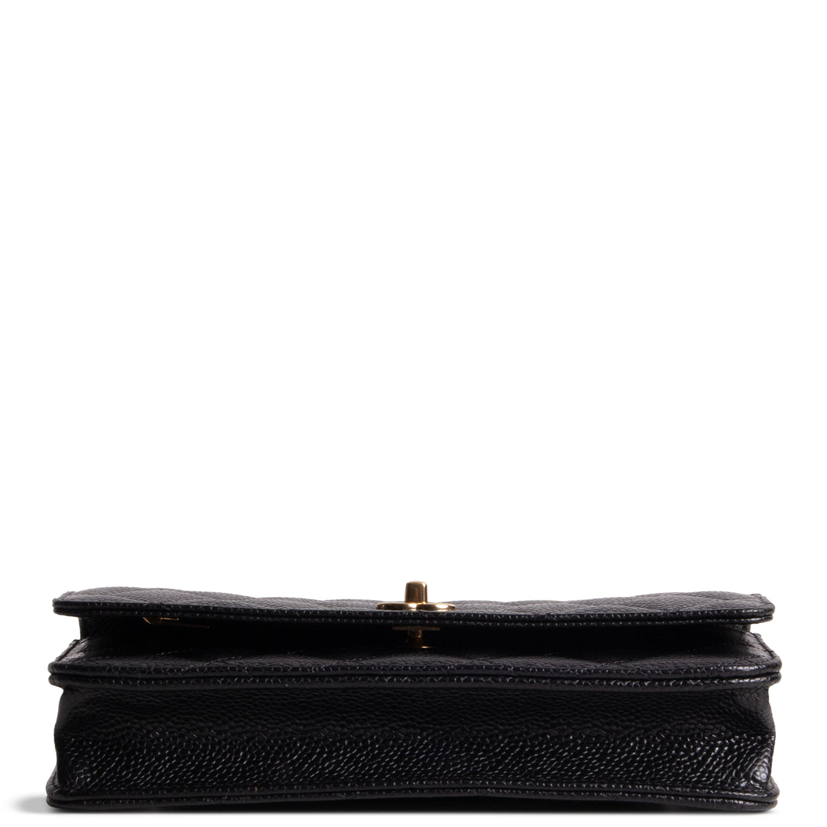 Chanel Quilted Classic Caviar Turnlock Wallet on Chain - Black