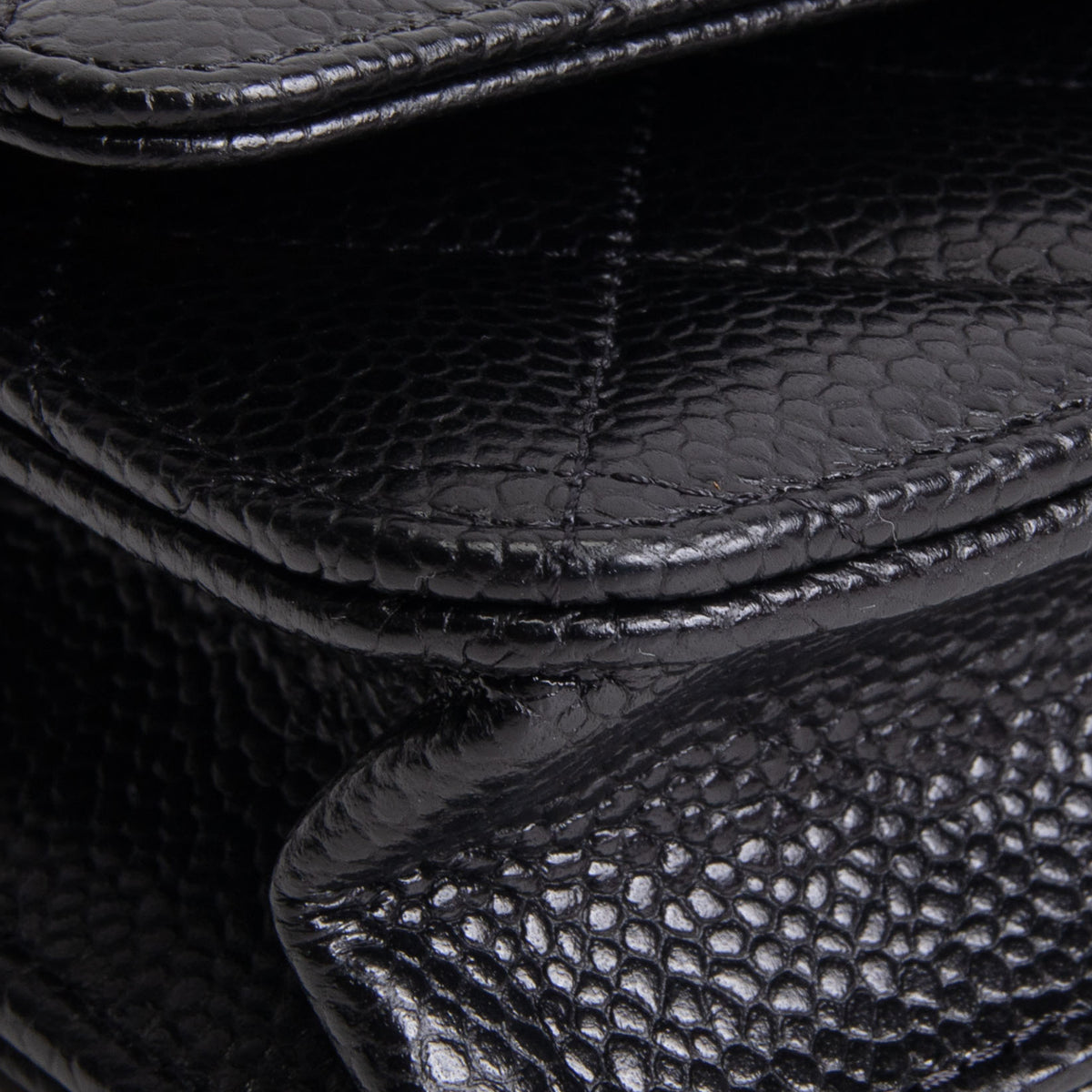 Chanel Quilted Classic Caviar Turnlock Wallet on Chain - Black