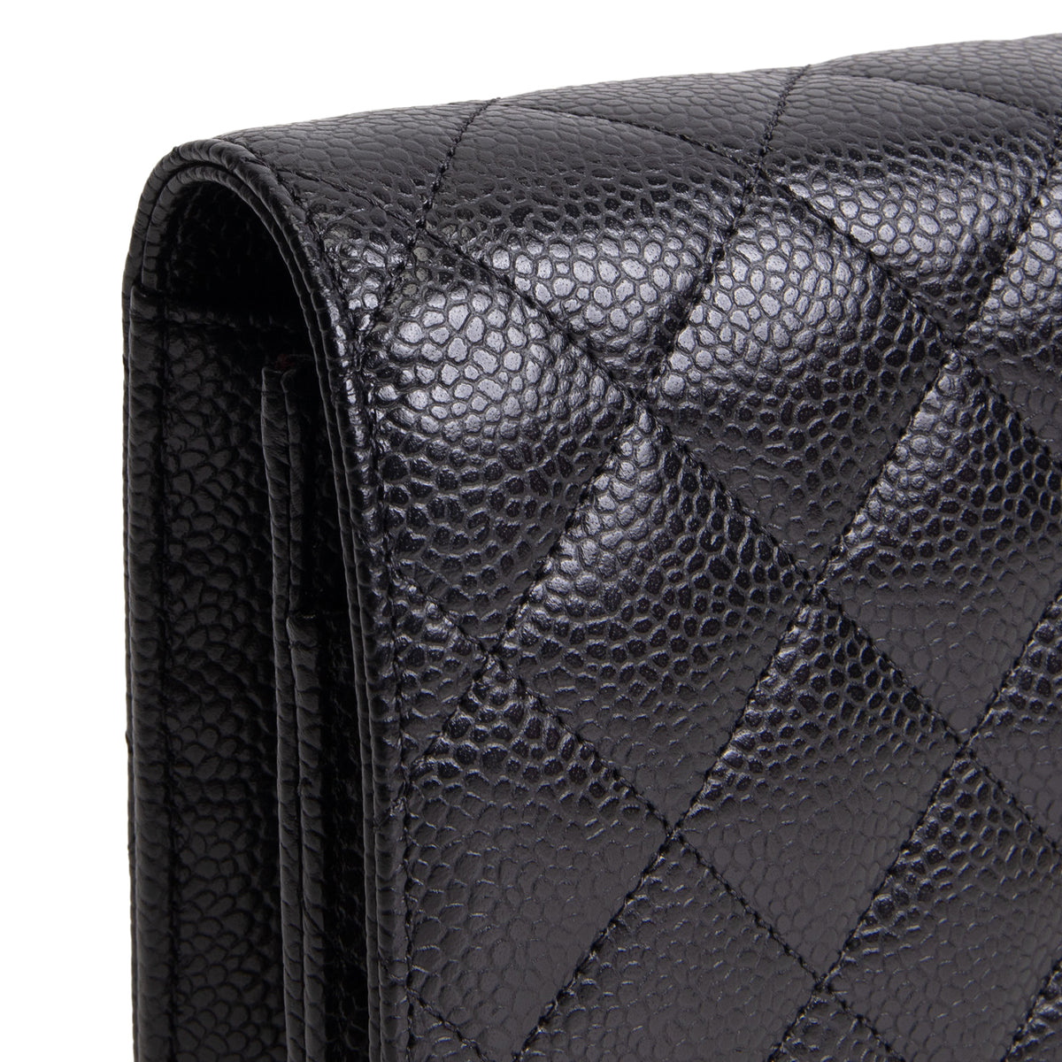 Chanel Quilted Classic Caviar Turnlock Wallet on Chain - Black