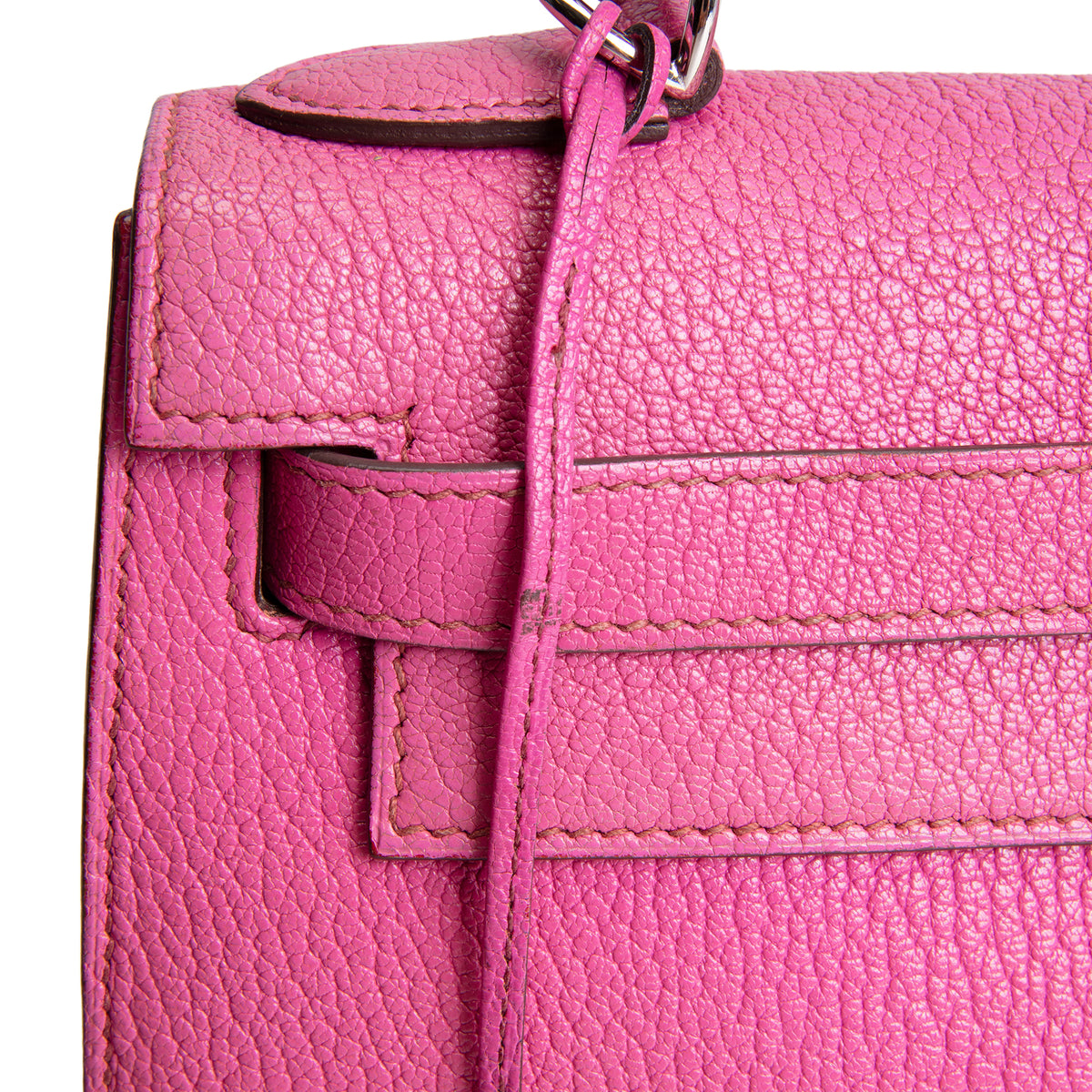 HERMES Kelly 28 Chevre Mysore Sellier - Pink